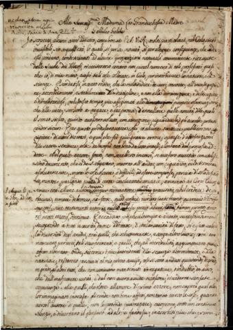 Page from a letter by Galileo, Alla serenis.ma madama la granduchessa madre, ca. 1616 Page from a letter by Galileo, Alla serenis.ma madama la granduchessa madre, ca. 1616