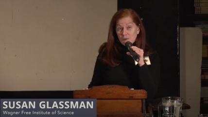 Susan Glassman introducing the speakers at the Rewriting the Story of Girls' Education in STEM event, held at the Wagner Free Institute of Science on March 7, 2019 Susan Glassman introducing the speakers at the Rewriting the Story of Girls' Education in STEM event, held at the Wagner Free Institute of Science on March 7, 2019